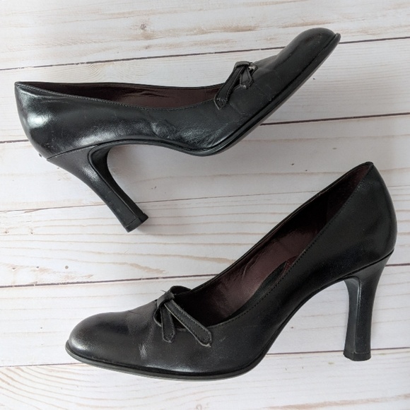 Franco Sarto Shoes - Franco Sarto Leather 3 Inch Black Heels 7.5